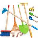 Toddler Gardening Tools, Kids Rake and Shovel Set for Digging Dirt, Children Broom for Outdoor Yard Garden Camping, Montessori Toys for Ages 3 4 5 6 7 8 Years