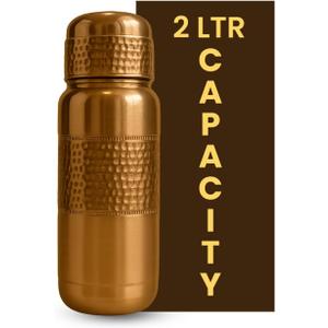 Leathervine 100% Pure Copper Water Bottle for Drinking 64 oz with Lid| Leak Proof Ayurvedic Vessel to Support Digestion, Immunity | Lightweight, Eco-Friendly, Travel Use, Best Gift for Wellness Lovers
