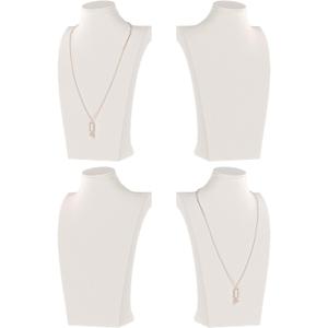 Necklace Bust Display Stand, Necklace Holder, Pendant Chain Necklace Organizer for Women (Beige Velvet, S 4PCS)