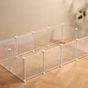 Transparent Clear Small Animal Playpen, Guinea Pig Cages, Puppy Dog Playpen, Pet Playpen, Rabbit Bunny Indoor Fence Pen Enclosure, White Clear Plastic Playpen,12X12 Inch, 12Panels