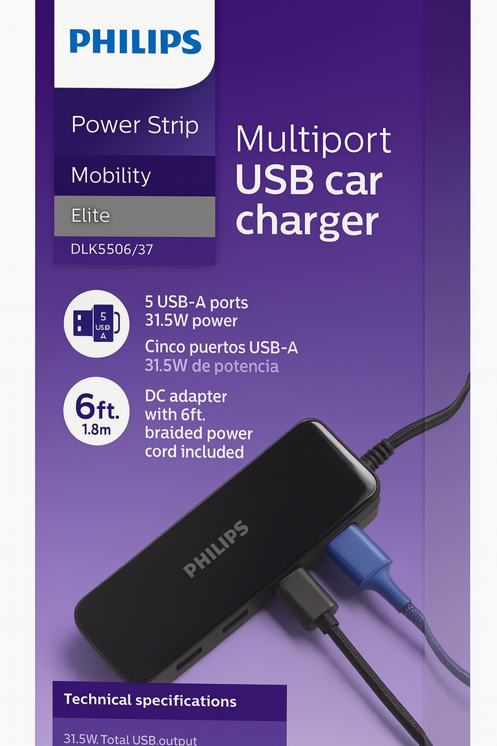 Philips Power Strip Multiport USB Car Charger