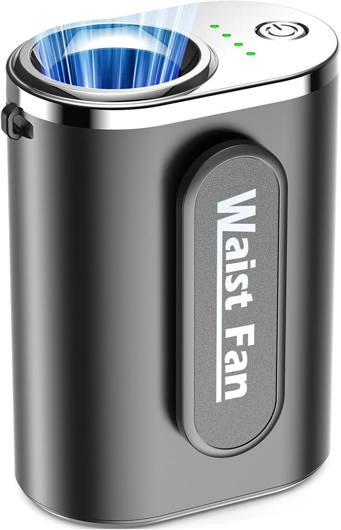SLENPET Waist Clip Fan, 18000RPM Portable Belt with 4 Speeds, 4000mAh Battery, 0.34LBS, Max 12H Use, Type-C Charging, Rechargeable Cooling Design for Under-Shirt & Outdoor Travel