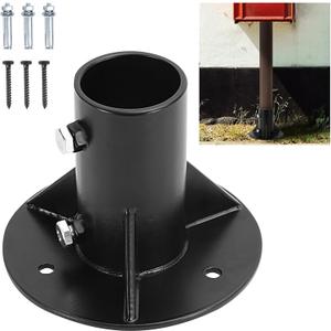 1PC Round Posts Base Bracket 2" Base Flange Chain Link Fence Flange Heavy Solid Pole Floor Flange for Holding Fence Mailbox Pergola Railing Deck Round Posts (OD 1-7/8'') with Screws