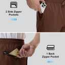 Rdruko Men's Lightweight Hiking Pants Athletic Quick Dry Water Resistant Casual Pants with Zipper Pockets for Outdoor (Brown, L)