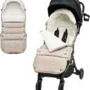 Momcozy Stroller Footmuff Universal | Easily Attaches to Most Strollers | Ultra-Plush,Weather-Proof | Deluxe Warm Stroller Bunting Bag | Extendable Stroller Cover for Winter | Adjustable Buckle (Khaki)