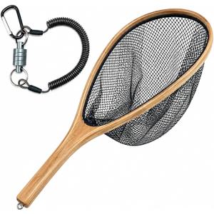 BasicGear Handmade Ultralight Wood Landing Nets for Flying Fishing, Large