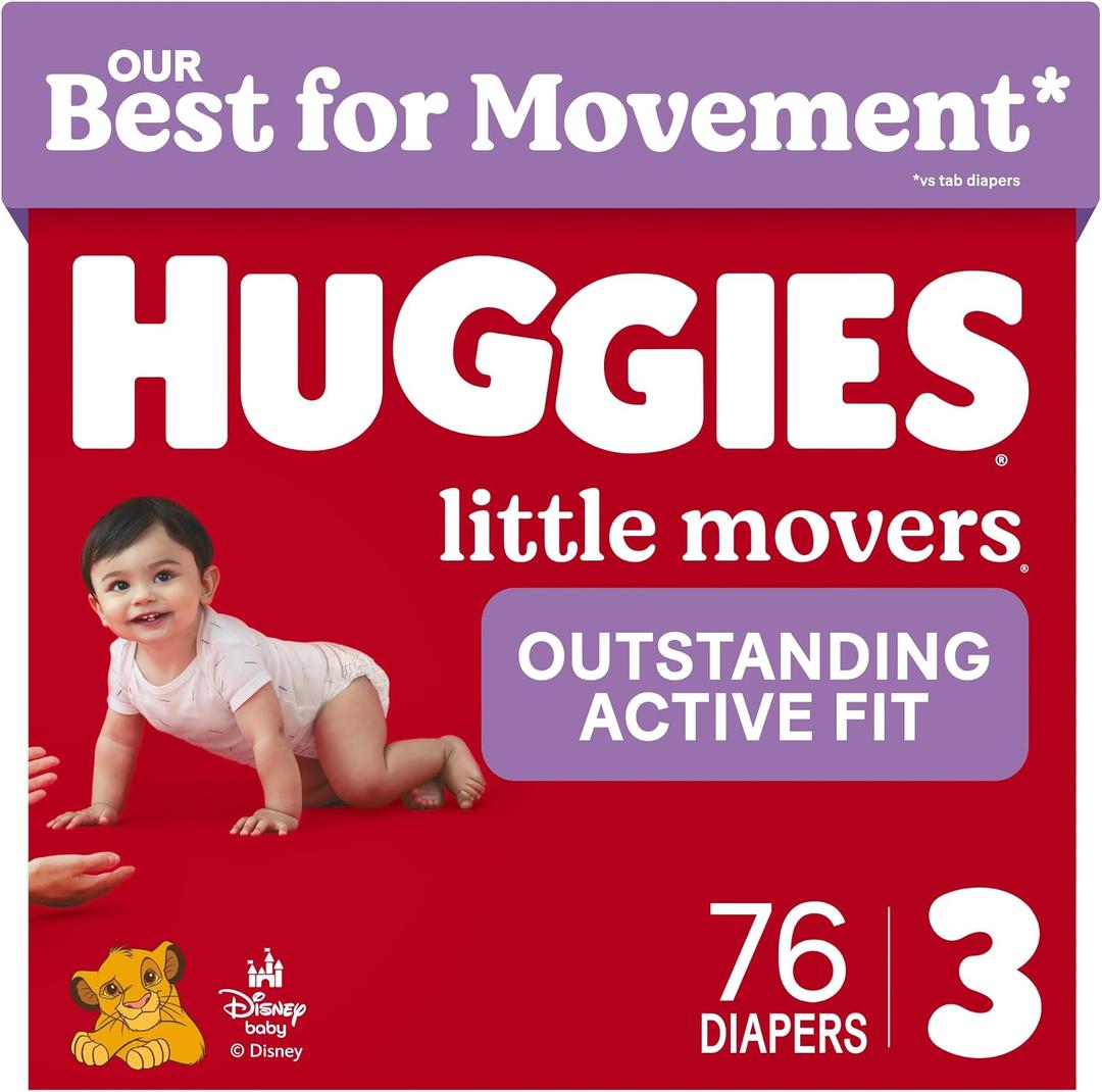 Huggies Little Movers Diapers Size 3, 76 Count