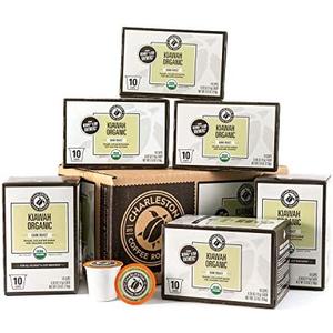 Charleston Coffee Kiawah Organic Roasters | Specialty Organic, Single Serve Cups | Hand Picked, Premium Slow Roast Beans | Kiawah (10 count)