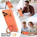 Ultra-Magnetic Stand for iPhone 17 Pro Max Case [Military Drop Protection] [Compatible with MagSafe] Shockproof Translucent Matte Slim Ring Holder Case for iPhone 17 Pro Max (Orange)