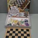 Glintoper 5-in-1 Wooden Board Game with 2 Reversible Boards for Chess, Checkers, Chinese Checkers, Snakes and Ladders, Tic Tac Toe, Tabletop Combo Classic Portable Board Games for Kids to Adult