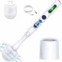 Electric Toilet Brush, HKFIF Toilet Brush and Holder Set, 360 Degree Powerful Cleaning Easily Eliminate Stains and Residue, 2 Speeds Rechargeable Motorized Toilet Scrubber (White)