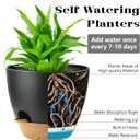 Self Watering Plants Pot with Drainage Hole, Flower Plants Pots for Indoor & Outdoor, Black Plastic Self Watering Planters Succulent Pot 5pcs/Set (7+6.5+6+5.5+5Inch)