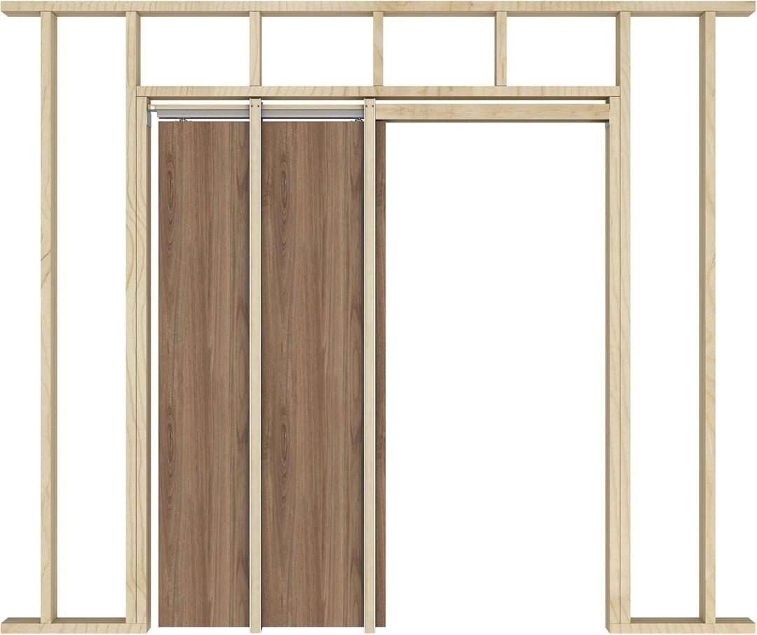 JUBEST Pocket Door Frame Kit with 220LBS Two-Way Soft-Close Mechanism, Smooth and Quiet, Easy to Install Hidden Door Kit, 24" to 36" x 80"