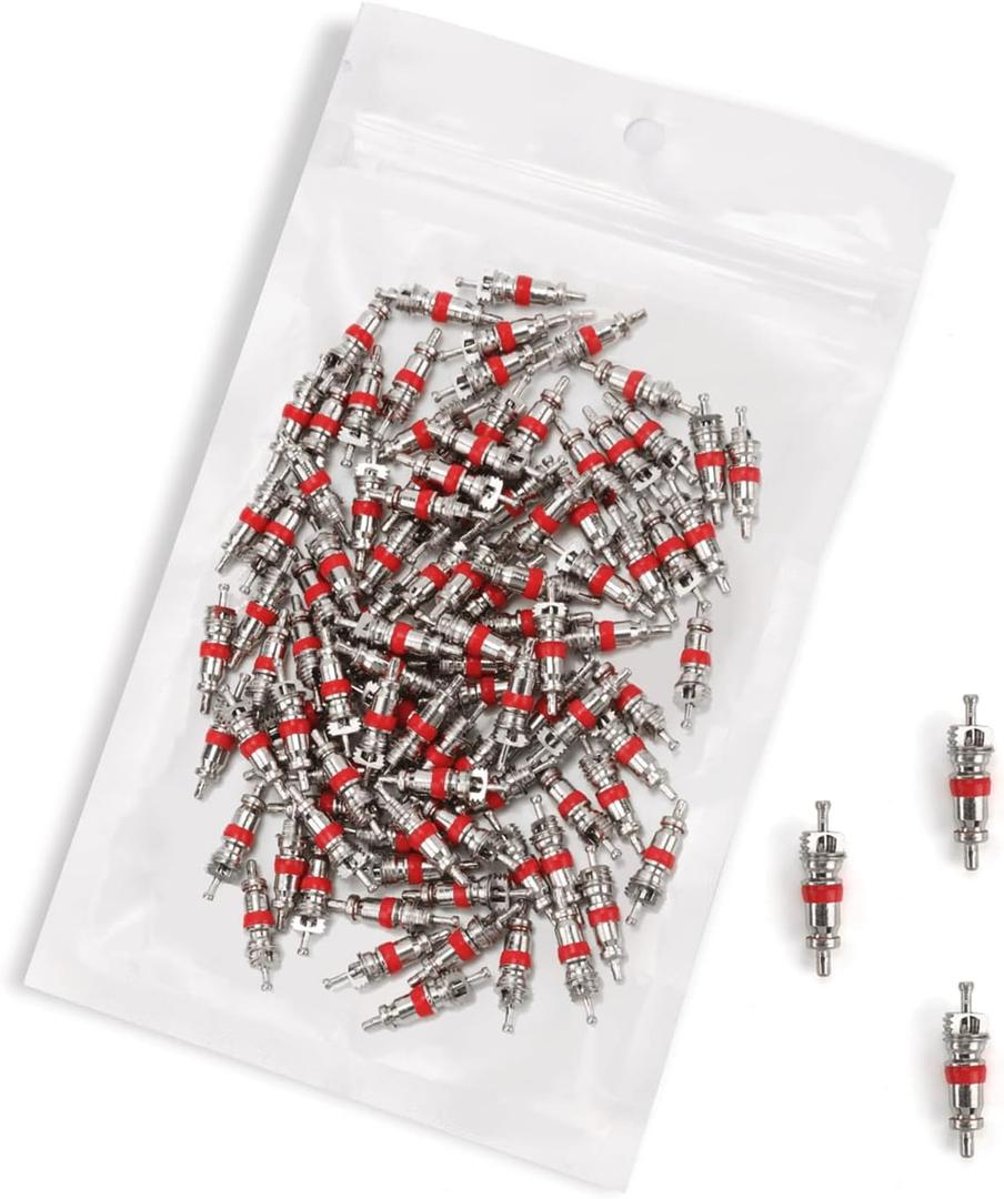 Riseuvo 100Pcs Schrader Tire Valve Core - American/US Valve Stems Core for Most Automotive, RV, ATV & Air Conditioning, Tire Remover Replacement
