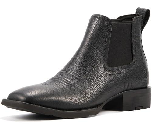 SUREWAY Mens Western Chelsea Cowboy Boots for Men Square Toe,Rugged Slip-On Work/Casual/Dress Boots for Men,Comfort Slip Resistant Ankle Leather Boots, 10.5