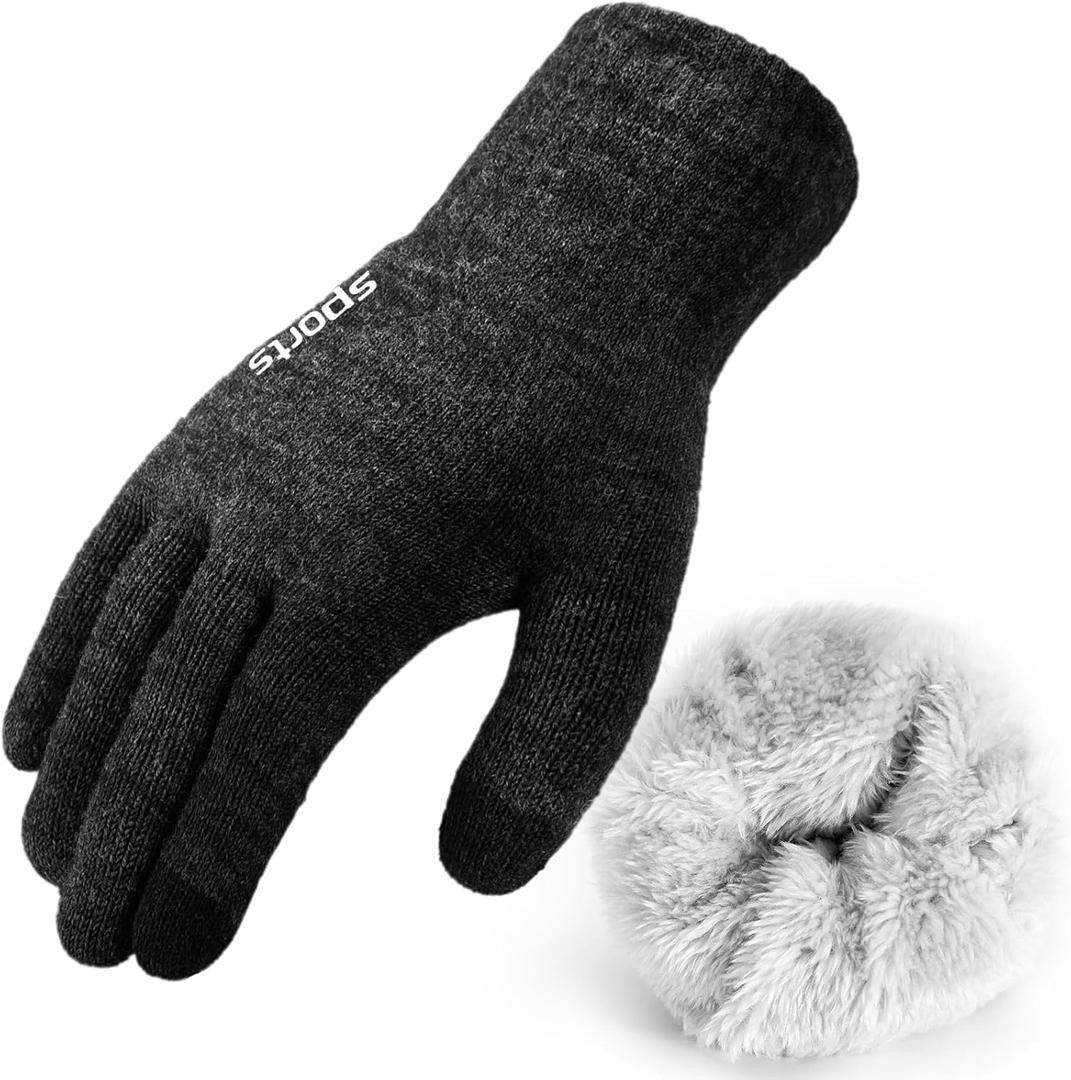 Premillow Winter Gloves for Women Men - Thermal Fleece Liner With Touchscreen, Warm Knit Winter Gloves for Cold Weather