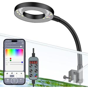 Pawfly Aquarium Light, 6 W Bluetooth Fish Tank Light, Full Spectrum Clip On Aquarium Lights for 1-5 Gallon Tanks, USB 24/7 LED Lights with Timer & Adjustable Brightness (Adapter Not Included)