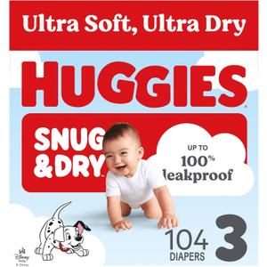 Huggies Snug & Dry Diapers Size 3, 104 Count