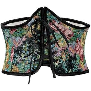 American Trends Corset Belt for Women Renaissance Corset Lace Up Zipper Floral Medieval Ren Faire Accessories (Small)