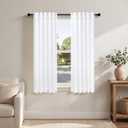 Pitalk White Curtains 38 Inch Width for Kitchen Windows 2 Panel Back Tab Rod Pocket Linen Cafe Tier Light Filtering Short Sheer Curtains for Bathroom Laundry Basement Farmhouse Decor Wide 38x45 Length
