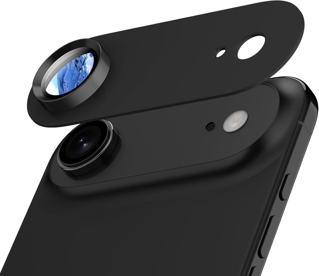 2 x Camera Lens Protector for iPhone Air, Aluminum Alloy Sapphire Glass Camera Cover Screen, Anti-drop, Case Friendly-Black