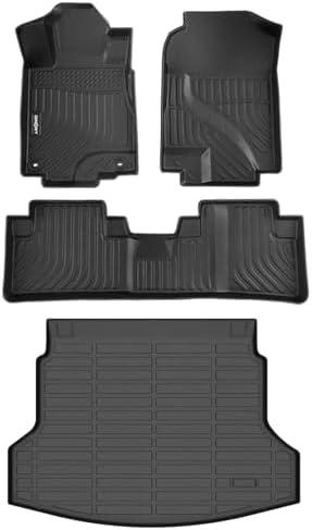 GINOWY-Floor Mats & Cargo Liner for Honda CRV 2012-2016 (Not Fit CRV Touring & EX-L), TPE All Weather CR-V Car Mats, Non-Slip Trunk Mat Floor Liners Waterproof Custom Fit Accessories Mats Black
