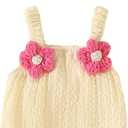 Baby Girl Bubble Romper with Butterfly Bow Back Newborn One-Piece Summer Outfit Cute Sleeveless Jumpsuit for Infants (M)