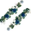 Roahosy 2PCS Artificial Rose Flower Garland Floral Arrangements, Dusty Blue Flowers Wedding Aisle Decorations Flower Swag for Wedding Arch Backdrop Chair Decor Table Centerpieces