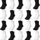 20 Pairs Toddler Kids Crew Socks - Boys Girls Athletic Mid Calf Cut for School, 1-13 Years (#2 Black,white)