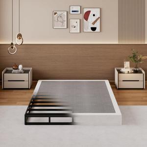 SHLAND Box Spring Queen 6 Inch, Box Spring for Queen Bed, Heavy Duty Metal Mattress Foundation Bed Base with Fabric Cover, Easy Assembly