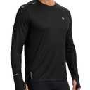 Clbort Men's Running Shirts Sun Protection UPF 50+ T-Shirts for Men Long Sleeve Reflective Workout Athletic Hiking Shirt (US, Alpha, 3X-Large, Regular, Regular, Black) (Black, XXXL)