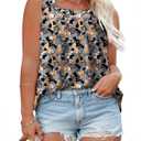 3X Tank Tops for Women Plus Size Loose Fit Sleeveless Shirts Cute Square Neck Tunics Floral Print YH003 (Black, XXXL)