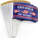 Remagr 100 Pcs 4x6 Inch Small Mini American Flags, 250th Anniversary USA Flag Patriotic Decor for America Celebrations, 4th of July Parades, National Holiday Events & Party Favors (Blue,White,Red)