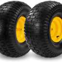 2PC 20x10.00-8 Tubeless Tires and Wheels for Riding Mowers, Lawn Tractors, & Garden Equipment, 10" wide tires, 3/4" Bore, 3.5" Offset Hub, 4-Ply Construction, Anti-Slip & Durable for Heavy-Duty Use.