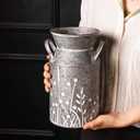 Vintage Galvanized Metal Milk Can, Farmhouse Rustic Flower Pitcher Vase, Decorative Floral Milk Jug Vase for Home Dcor, 10.8H