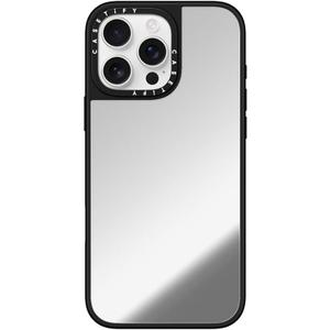 CASETiFY Mirror iPhone 16 Pro Max Case [Reflective / 4.9ft Drop Protection/Compatible with Magsafe] - Silver On Black