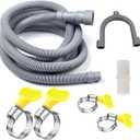 HLMOptimo 10 Feet Universal Washing Machine Drain Hose Flexible Dishwasher Drain Hose Extension Kits Corrugated Washer Hose w/ 1 Adapter 4 Clamps 1 U-Bend Holder
