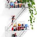 Fire Escape Wall Shelf - 4 Tier Metal White Fire Escape Shelf with Baskets, Unique Decorative Wall Shelves for Any Room