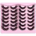 Newcally False Eyelashes Thick Volume Wispy Faux Mink Lashes 8D Volume Long Cat Eye Lashes Dramatic 18MM 2 Styles Mixed Fake Lashes 14 Pairs Pack