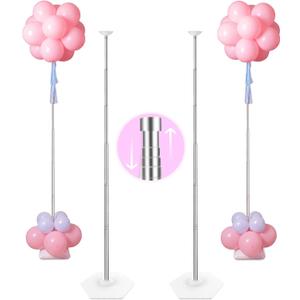 YALLOVE Heavy Duty Metal Balloon Column Stand Kit, Set of 2, 80 Inch Height Adjustable Balloon Tower Holder for Indoor and Outdoor Event and Party Decoration, Easy Assemble and Disassemble