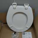 Bath Bliss Beveled Standard Round Toilet Seat | Wooden | Resists Peeling and Chipping | Adjustable Quick Attach Non-Slip Hinges | White