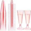 20 Pcs Clear Champagne Flutes 5 OZ Plastic Glitter Champagne Flutes Reusable Stemmed Party Wine Cups Crystal Wine Cocktail Cups for Garden Wedding Birthday Anniversary Party, Pink A