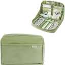 Kawaii Cute Aesthetic Pencil Case - Large Capacity Canvas Pen Pouch Bag (Green) (8.7*5.12*1.18'')