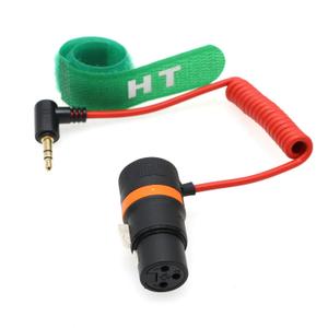 XLR 3 Pin to 3.5mm Mini Jack Audio Cable for BOYA Rode Microphone to RED Komodo 6K DSMC2 Camera Phone Computer PC, Right Angle Male Red Braided Coiled 50cm