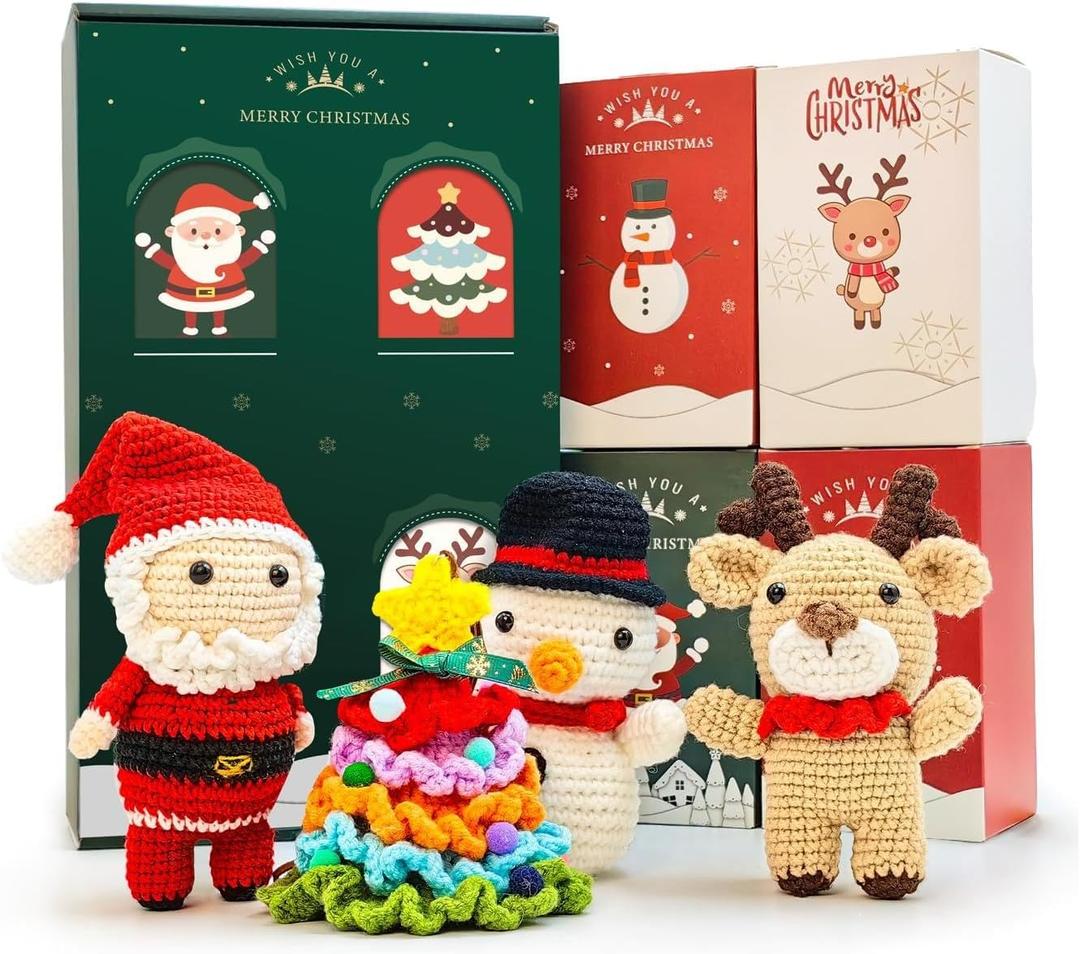 Handmade Christmas Emotional Support Crochet Gifts, Positive Crochet Stuffed Animals Set Emotional Support Nuggets Burr Basket Stuffer for Son Daughter Grandkid Grandma Coworker Gift Xmas Decoration