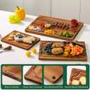 THETCHRY Acacia Wood Cutting Boards for Kitchen, Premium Wood Cutting Board Set with Holder, Chopping Board with Grooves and Built-in Handles, Wooden Charcuterie Board Trays for Meat, Fruit, Cheese