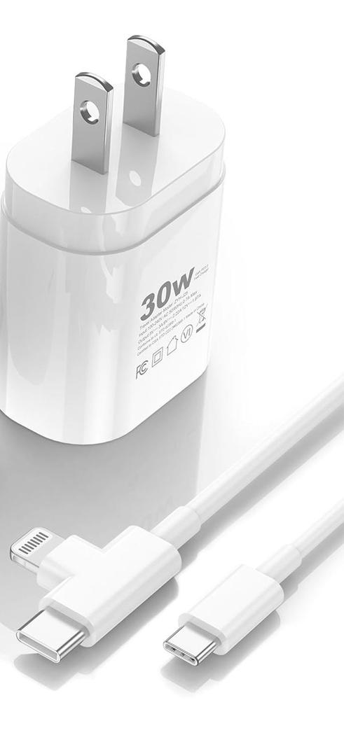 30W iPhone 17/16/15/14/13/12 Charger Fast Charging Block with 6FT Long C to Type C& Lightning Cable.Fast Charging for All iPhone/iPad and Galaxy Series (White)
