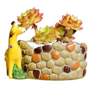 Cute Animal Giraffe Succulent Pots - Home Decoration Cactus Planter Flower Pots with Drainage Hole for Home and Office Decoration