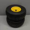 2PCS 15x6.00-6 Tire and Wheel Assembly, 4 Ply Tubeless 15x6-6 Front Tire Assembly Replacement for Craftsman John Deere Husqvarna Riding Mowers, 500lbs Capacity, 3" Centered Hub, 3/4" Bushing (Yellow)