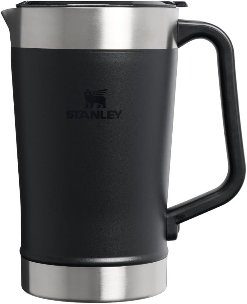 Stanley Stay-Chill Pitcher 64 oz | Cold Water, Beer, and Drink Pitcher with Lid | Large Capacity Durable Beverage Container with Handle | Insulated Stainless Steel | BPA-Free | Charcoal Glow